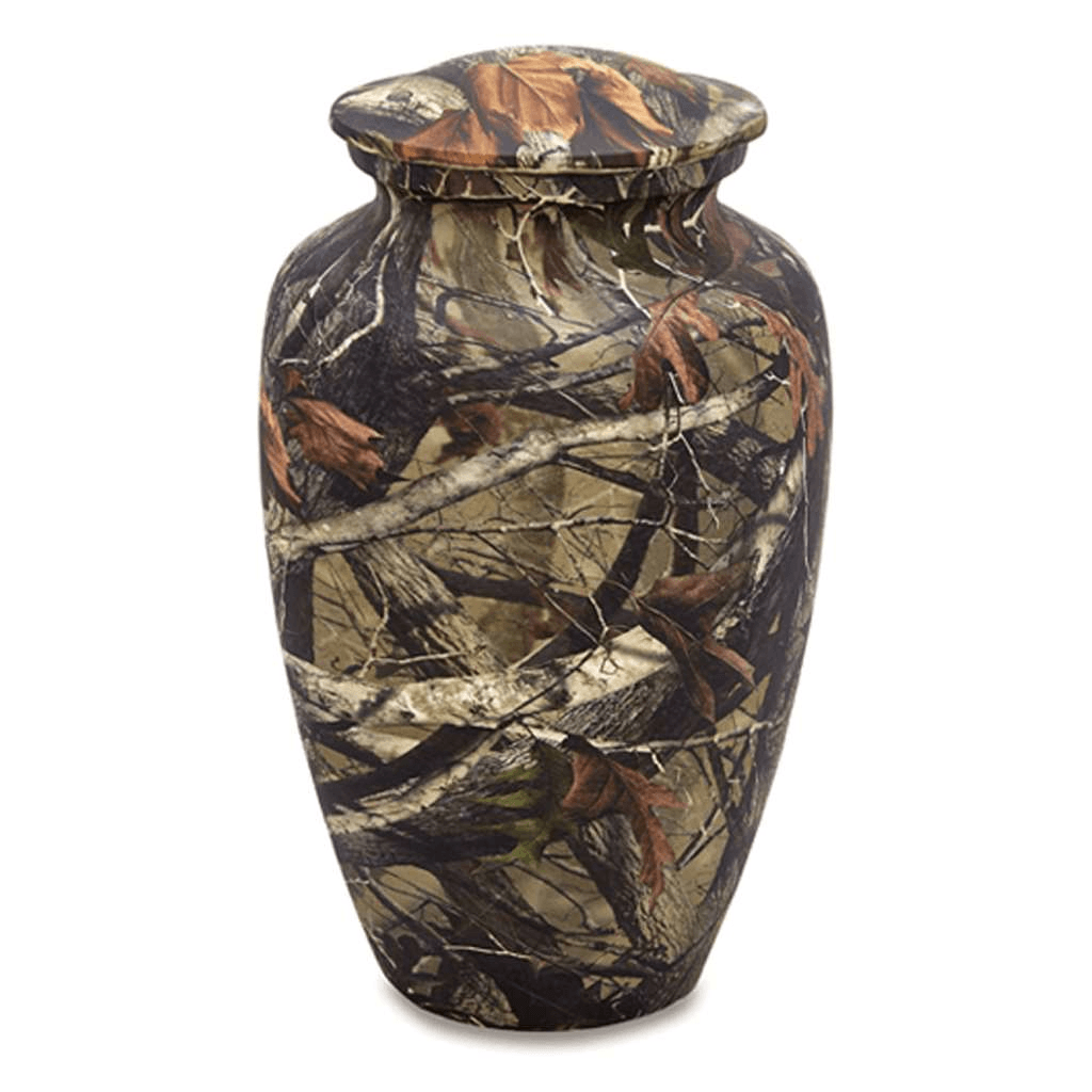 ADULT Alloy urn - Hydro-painted Camo design Woodland