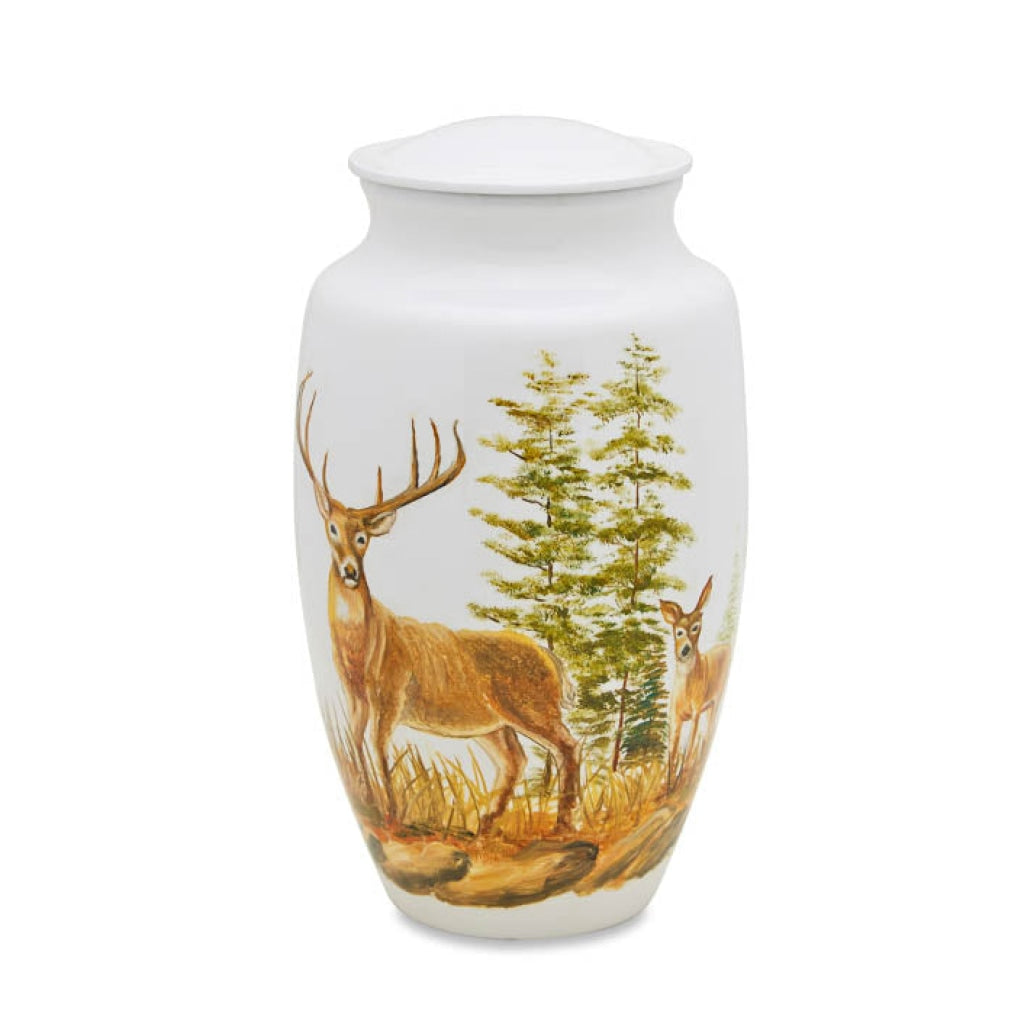 ADULT Alloy - White Hand Painted Two Deer- 7536