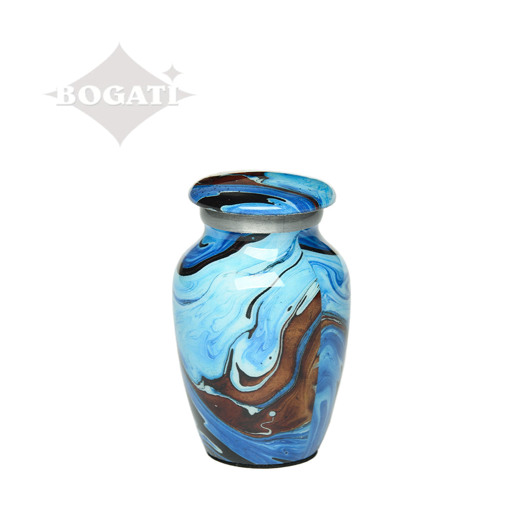 KEEPSAKE Classic Alloy Urn -9006- Brown and Blue Swirl - Pack of 10
