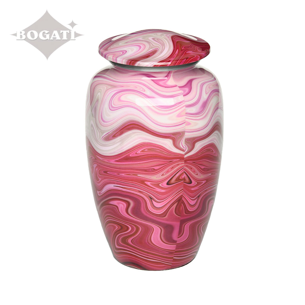 CLEARANCE - ADULT Classic Alloy Urn -9008- Red and Pink Swirl