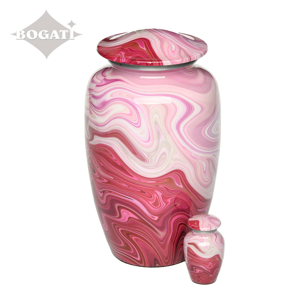 CLEARANCE - KEEPSAKE Classic Alloy Urn -9008- Red and Pink Swirl