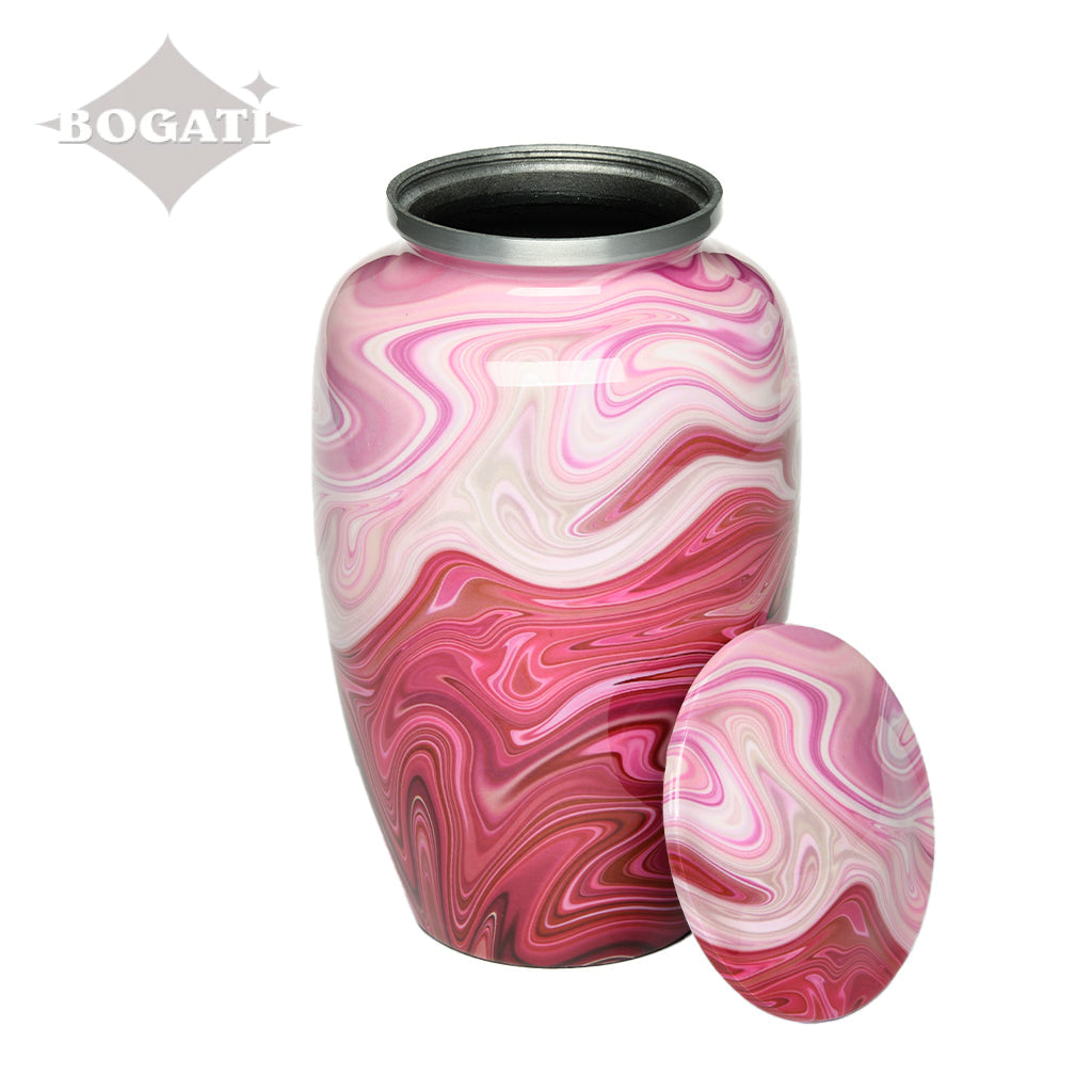 CLEARANCE - ADULT Classic Alloy Urn -9008- Red and Pink Swirl