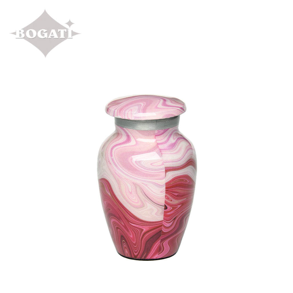 CLEARANCE - KEEPSAKE Classic Alloy Urn -9008- Red and Pink Swirl