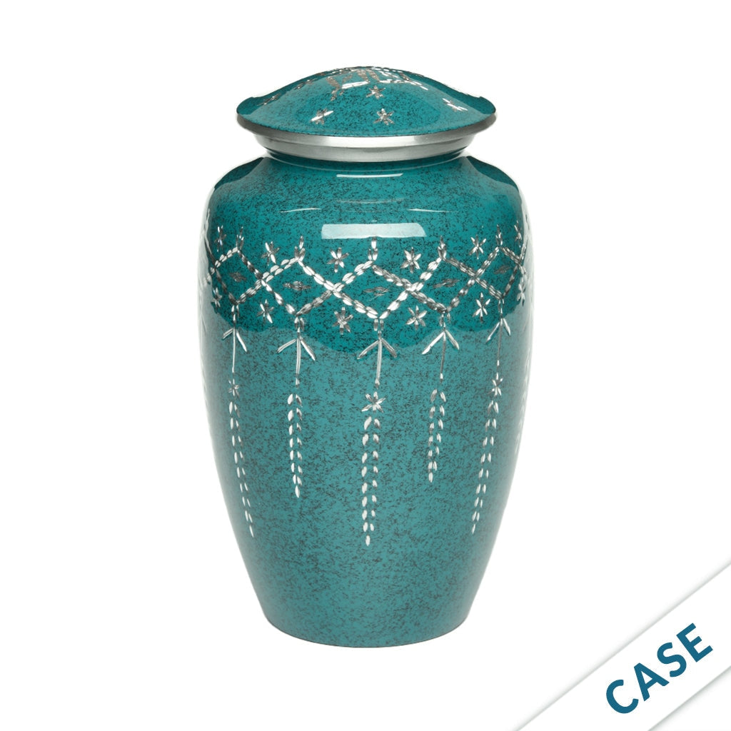 ADULT -1100- Diamond Cut Alloy Urn - Case of 6 Speckled Teal