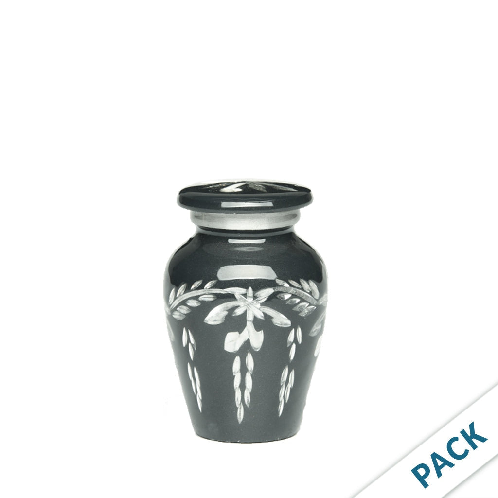 KEEPSAKE -1100- Diamond Cut Alloy Urn - Pack of 10 Graphite Black