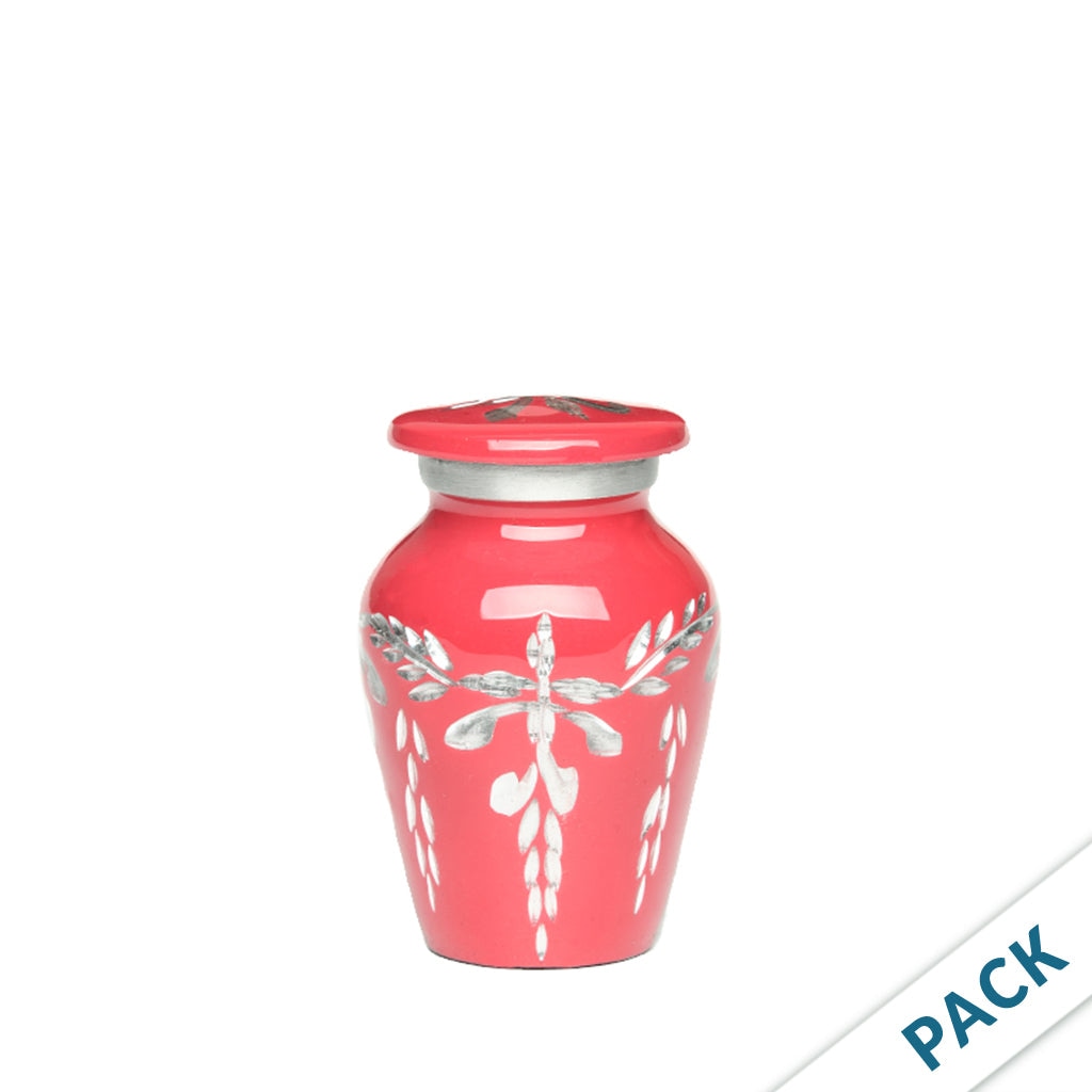 KEEPSAKE -1100- Diamond Cut Alloy Urn - Pack of 10 Peony Pink