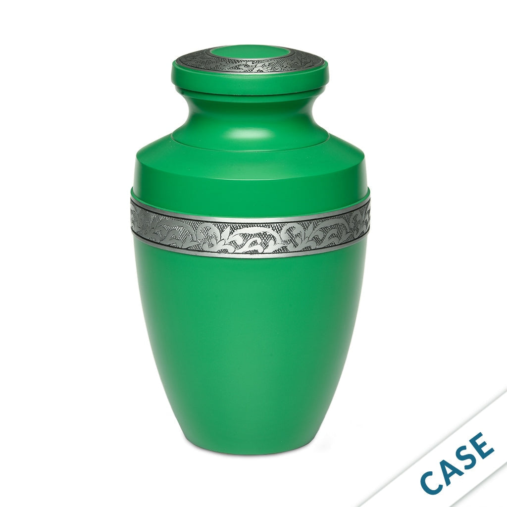 ADULT - Alloy Urn -3076- Grecian with Flowing Vine - Case of 4 Green