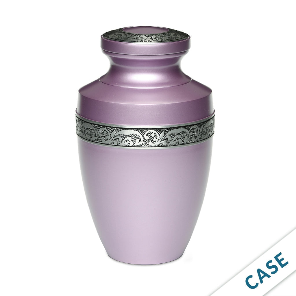 ADULT - Alloy Urn -3076- Grecian with Flowing Vine - Case of 4 Lilac