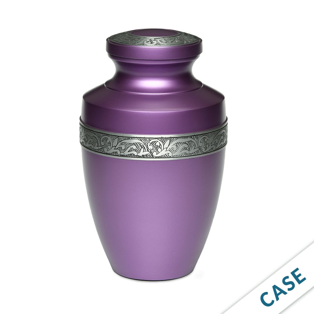 ADULT - Alloy Urn -3076- Grecian with Flowing Vine - Case of 4 Purple