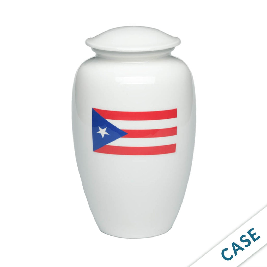 ADULT -Classic Alloy Urn - 4000 Series – WHITE with Illustration - Case of 4 or 6 PR Flag 6