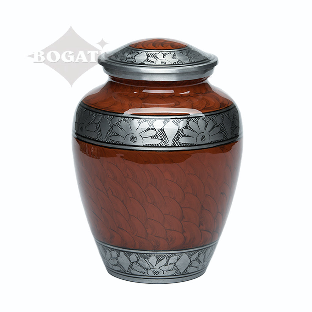 ADULT -Classic Alloy Urn -3250– ESPRESSO BROWN with FEATHERED BAND - Case of 4