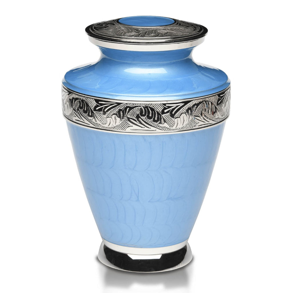 IMPERFECT SELECTION - ADULT Nickel plated Brass urn -SD8804- Enamel finish Light Blue