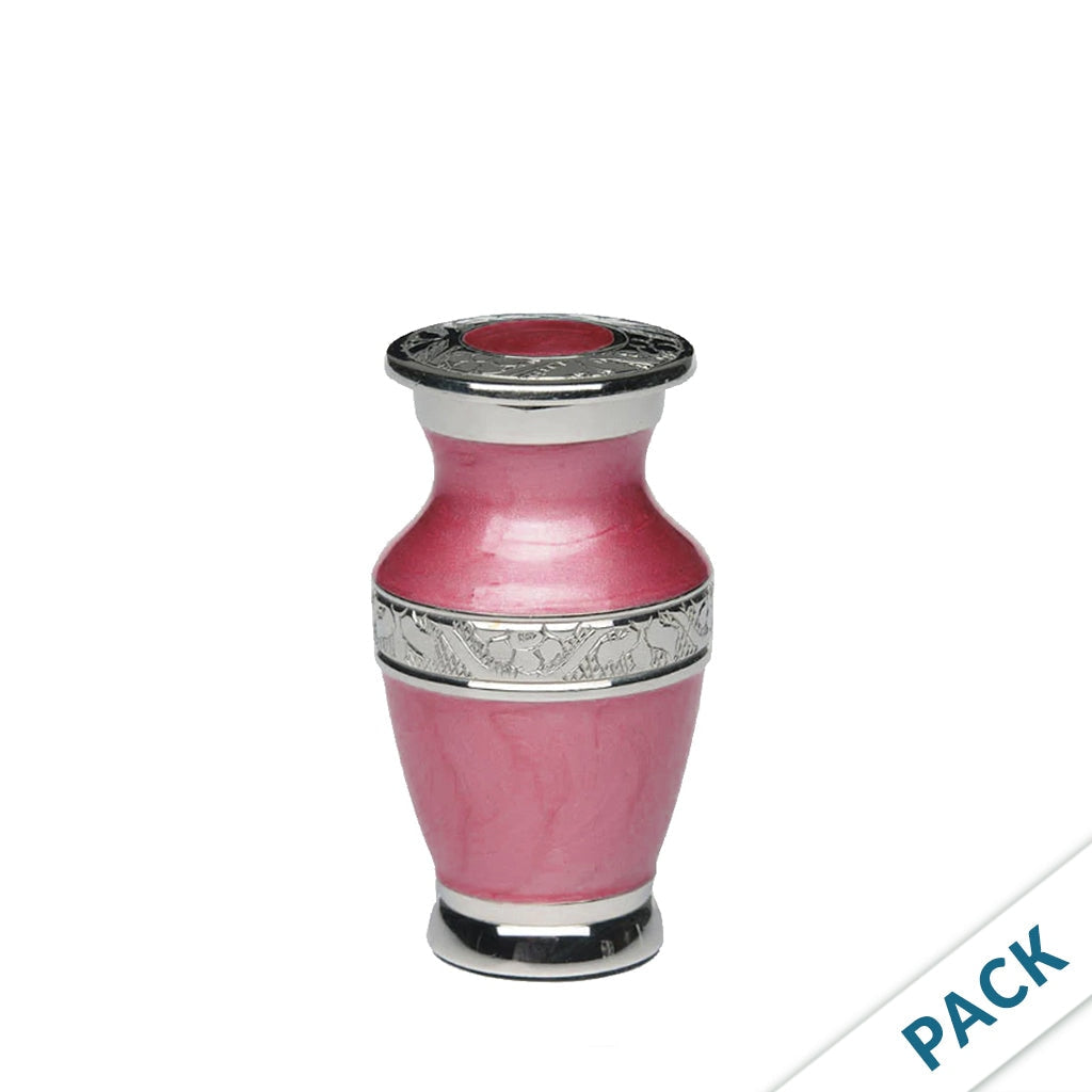 KEEPSAKE - Nickel Plated Brass urn -BAI- Enamel- Pack of 10 Pink