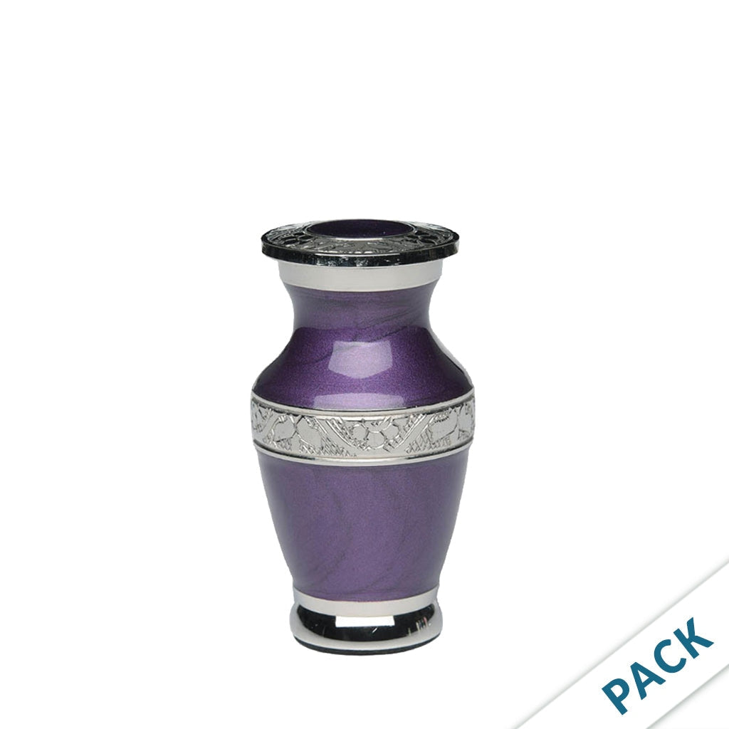 KEEPSAKE - Nickel Plated Brass urn -BAI- Enamel- Pack of 10 Purple