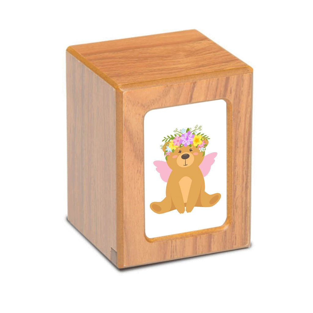 SMALL Photo Frame urn PY06 - Teddy Bear Angel Pink Brown