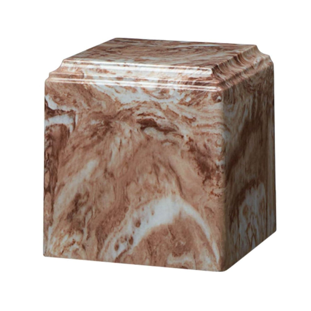 ADULT Cultured Marble Cube Urn Cafe Brown