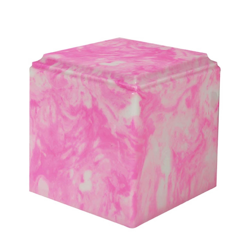ADULT Cultured Marble Cube Urn Carnation