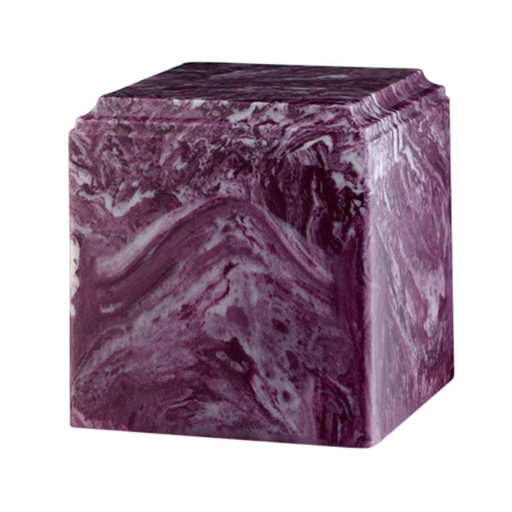ADULT Cultured Marble Cube Urn Merlot