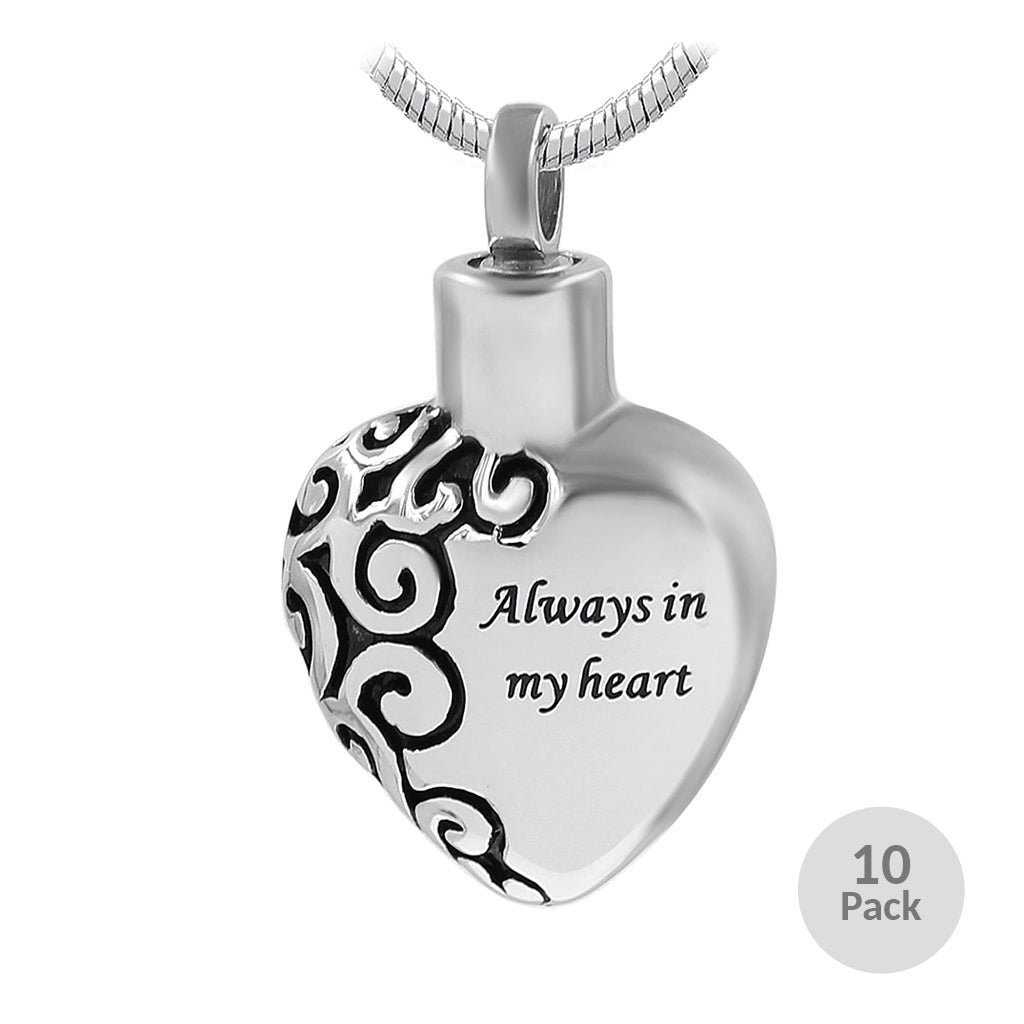 J-006 - “Always In My Heart” - Silver-tone - Pendant with Chain - Pack of 10