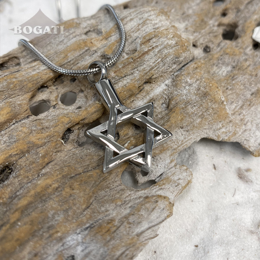 CLEARANCE - J-018 - Star of David - Silver-tone - Pendant with Chain