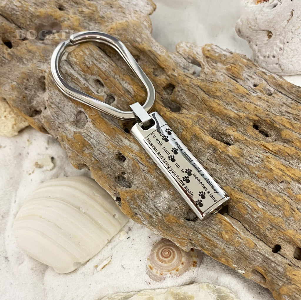 Cylinder bar with Poem Memorial Keychain