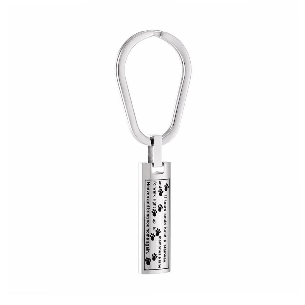 J-137 - Cylinder bar with Poem - Silver-tone - Keychain