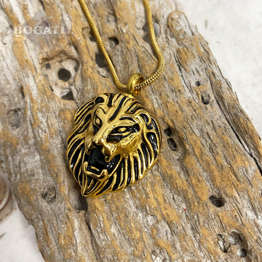 Memorial Necklace - Lion Head - Bogati - Gold color