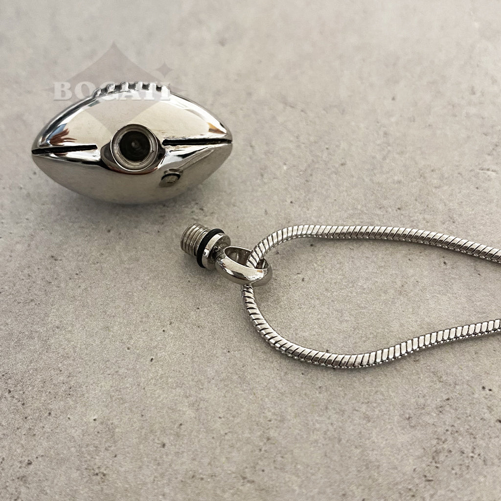 J-1613 - Football - Silver-tone - Pendant with Chain