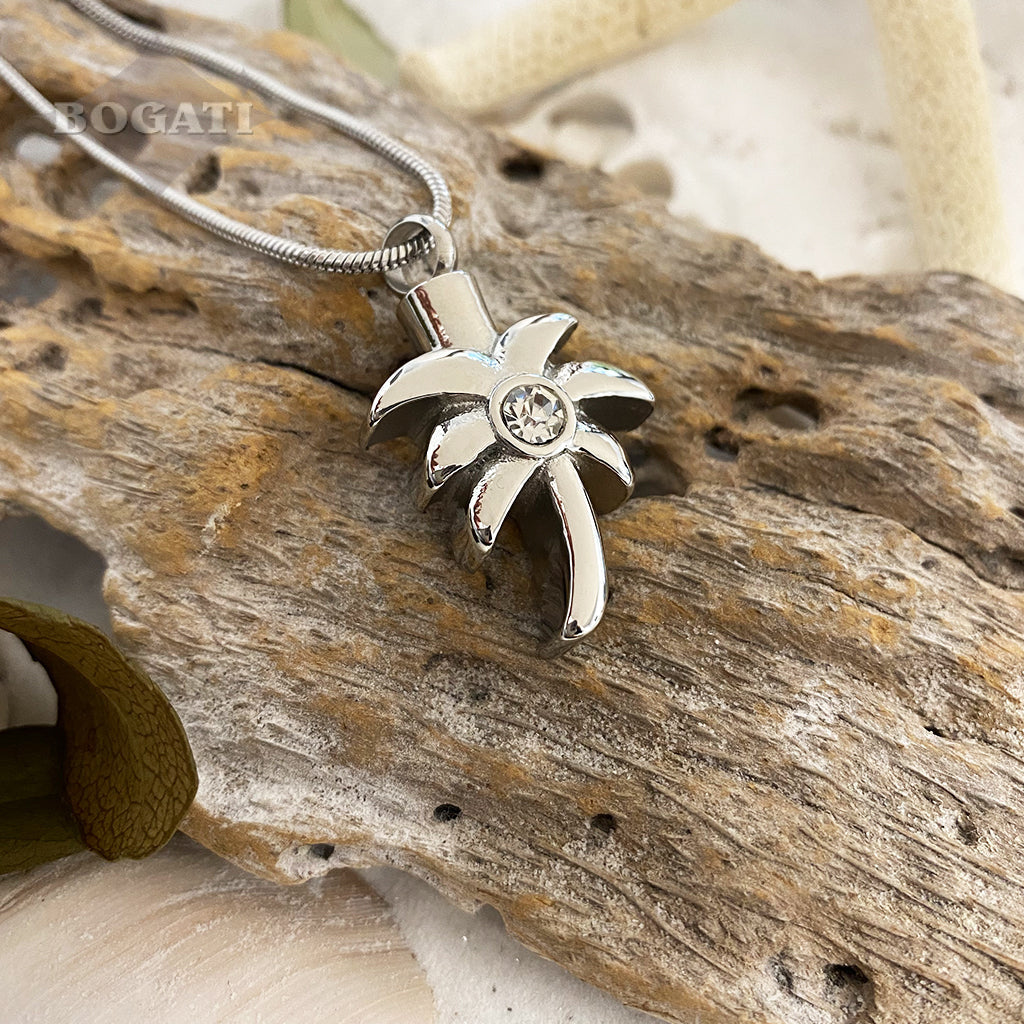 CLEARANCE - J-162 Palm Tree with Rhinestone - Pendant with Chain