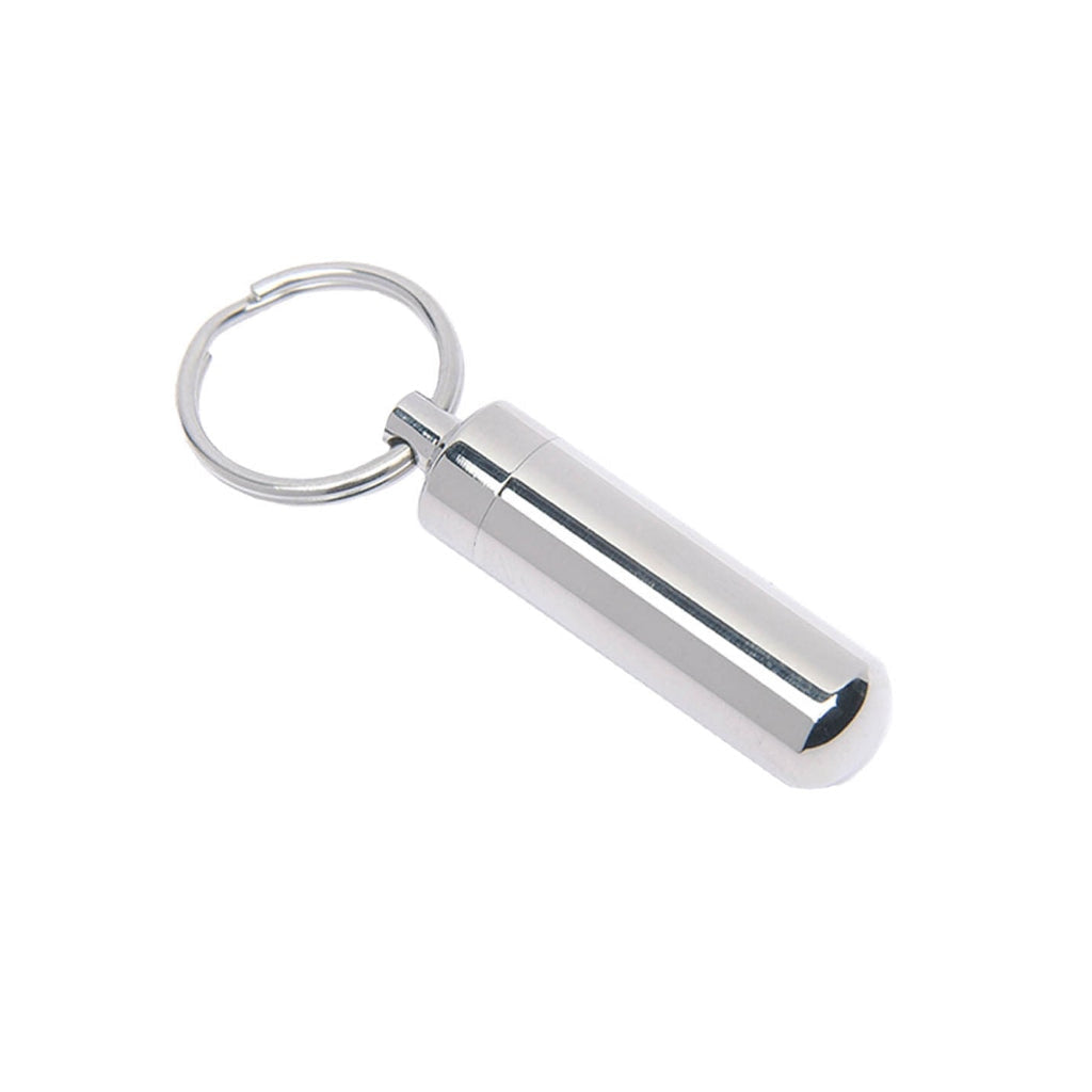 J-168 - Cylinder with Glass Insert - Silver-tone - Keychain