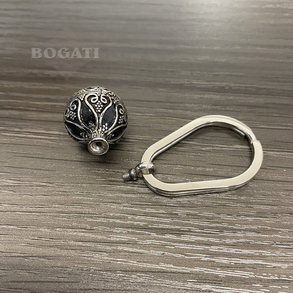 J-1918 - Antique Sphere- Silver-tone - Keychain