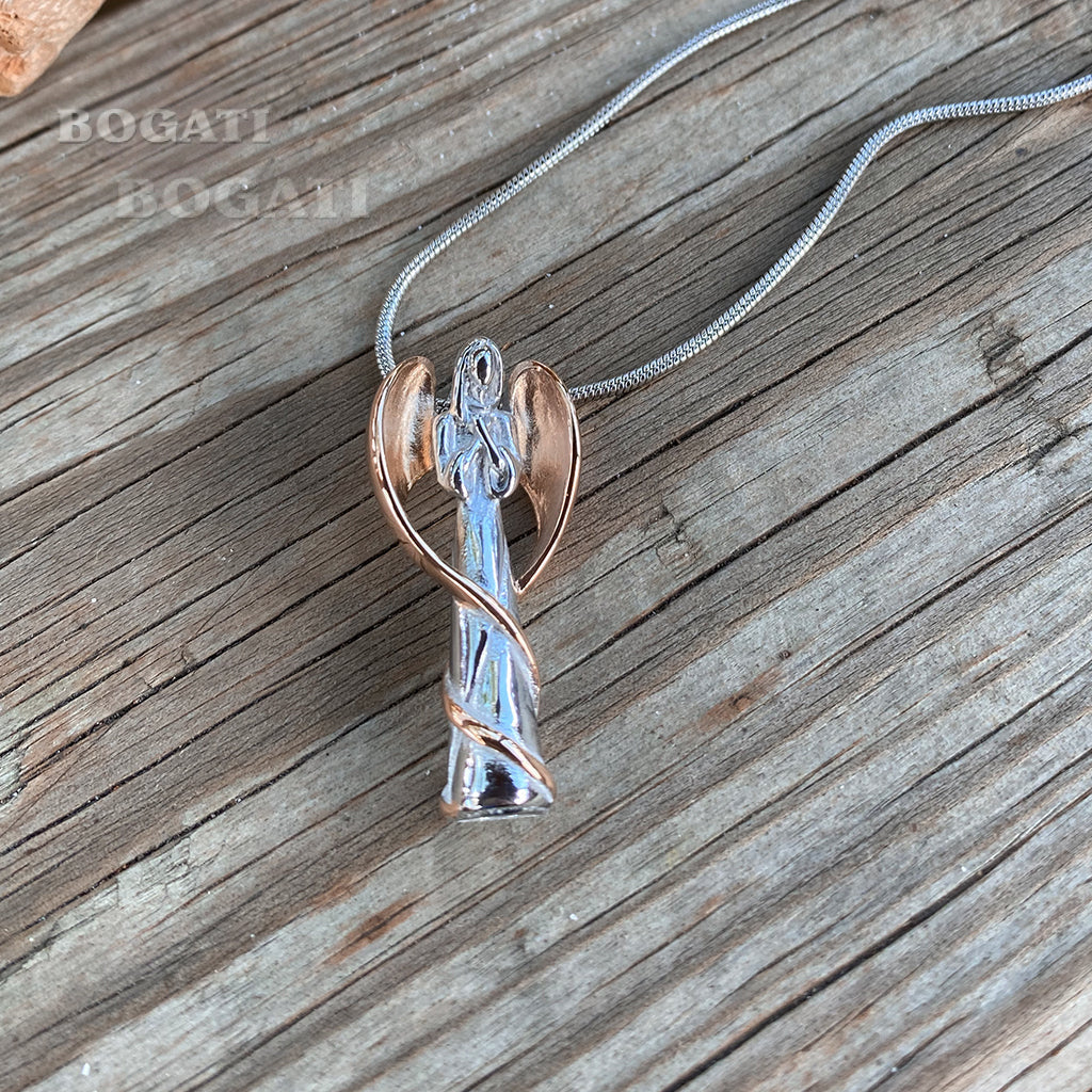 J-1943 - Winged Angel Cylinder - Pendant with Chain