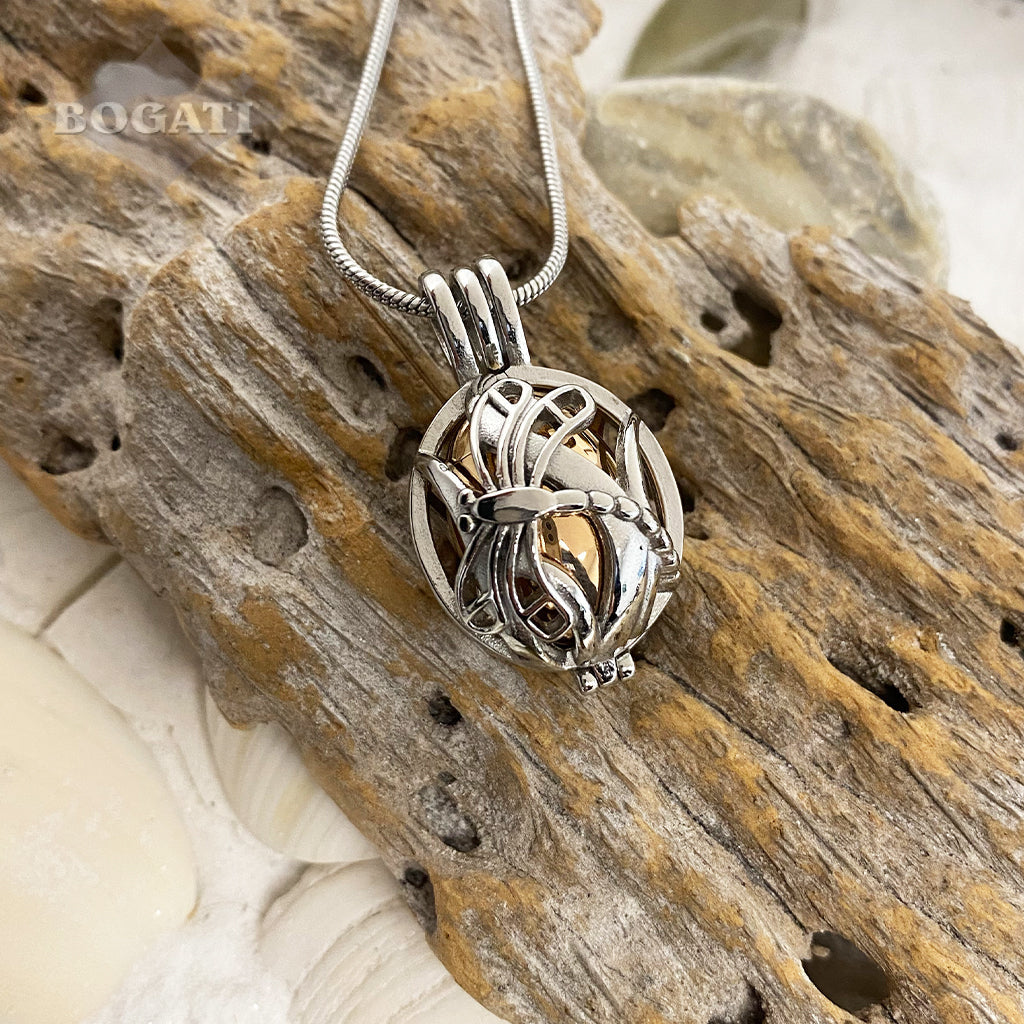 J-2050 Dragonfly Locket with Insert - Pendant with Chain