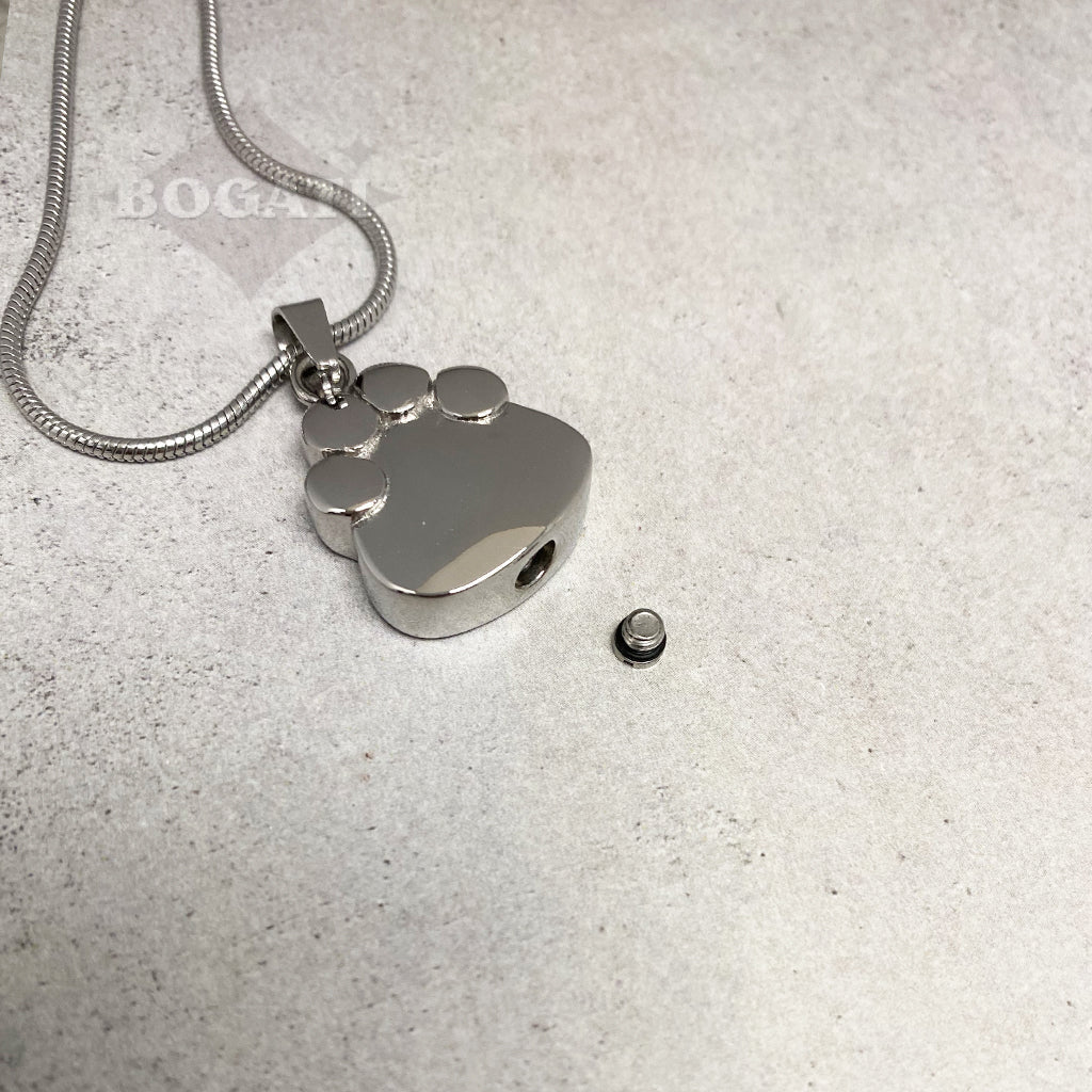 CLEARANCE - J-2203 - Paw Print -Silver-tone- Pendant with Chain