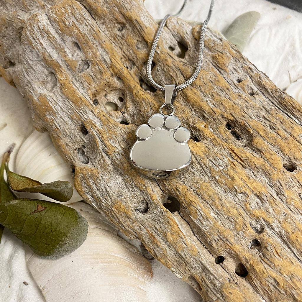 CLEARANCE - J-2203 - Paw Print -Silver-tone- Pendant with Chain
