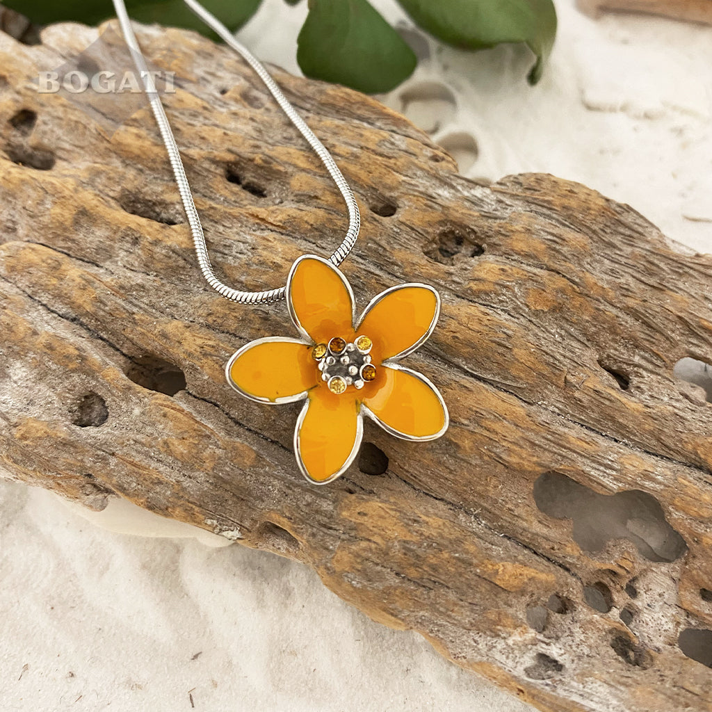 J-2400 - Flower with Colorful Stones - Pendant with Chain