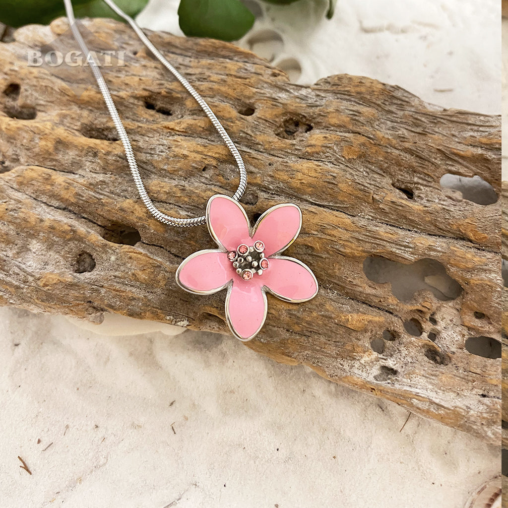 J-2400 - Flower with Colorful Stones - Pendant with Chain
