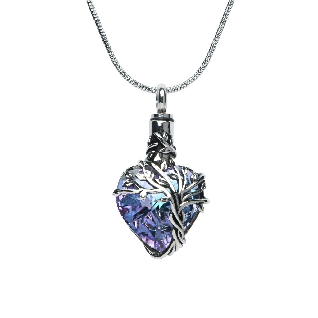 J-2505- Blue and Purple Glass Heart - Pendant with Chain