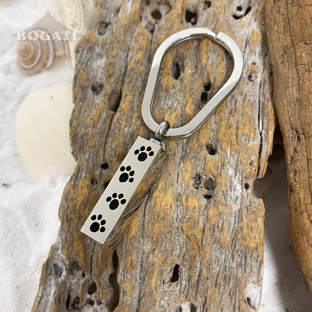 J-600 Bar with Four Paw Prints - Keychain