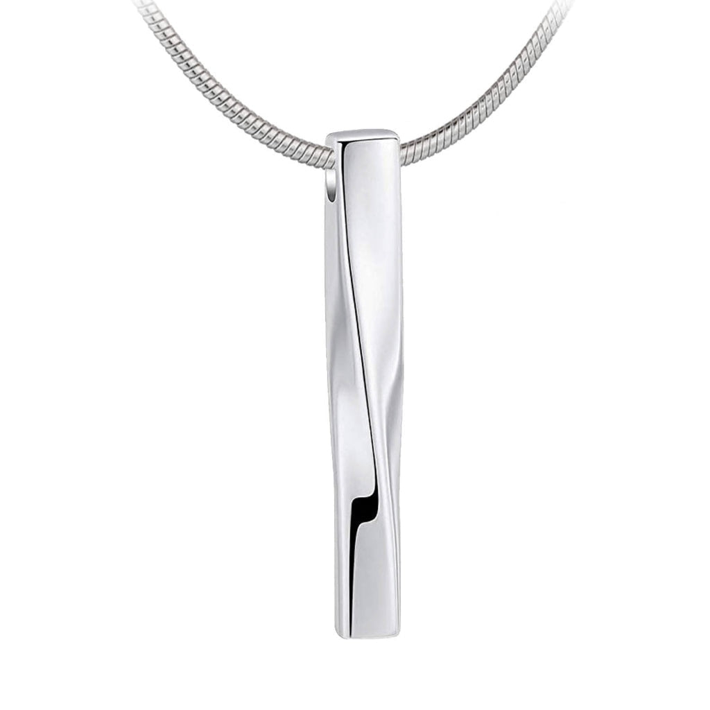 J-640 - Twisted Bar - Silver-tone - Pendant with Chain