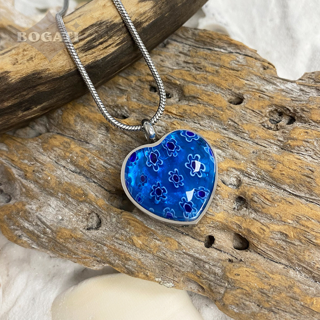 J-646 - Millefiori Heart - Pendant with Chain