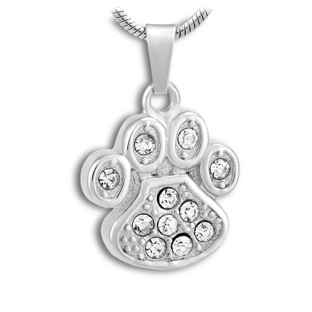 J-756 Paw with Rhinestones – Pendant with Chain - Clear