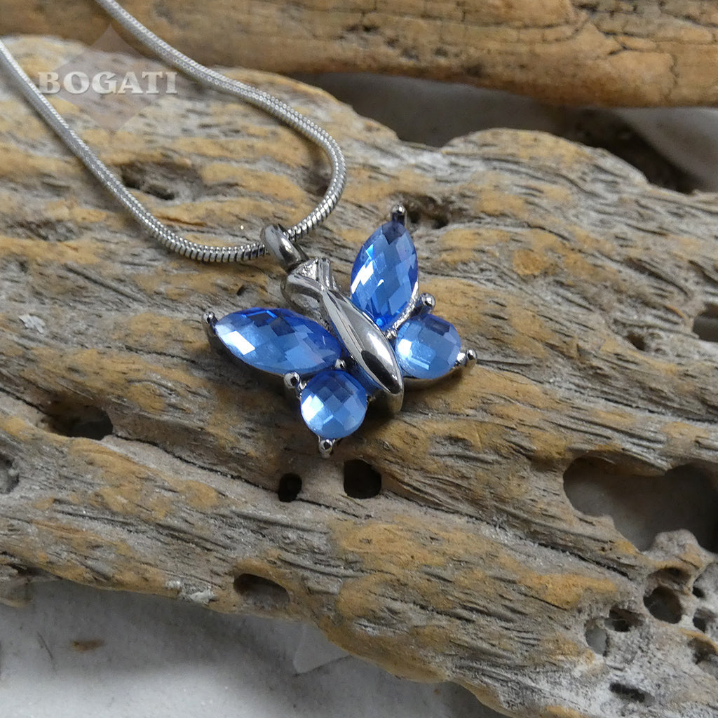 J-7948 - Cut Glass Butterfly - Pendant with Chain