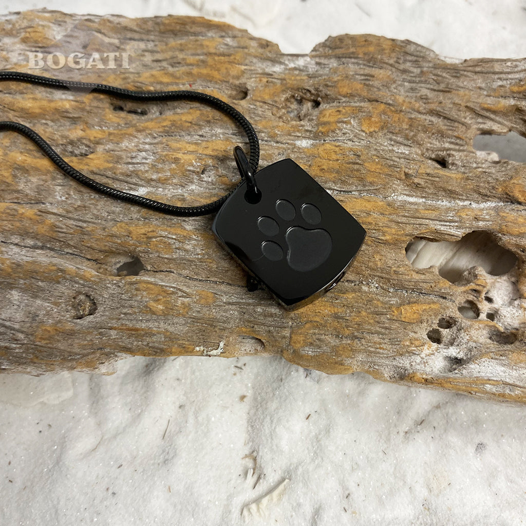 J-8003 Tag with Paw Print - Pendant with Chain