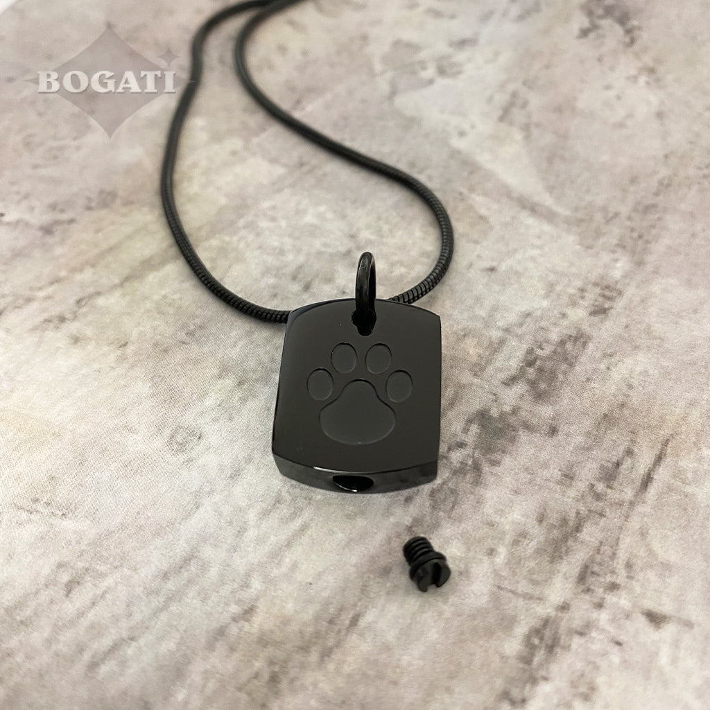 J-8003 Tag with Paw Print - Pendant with Chain