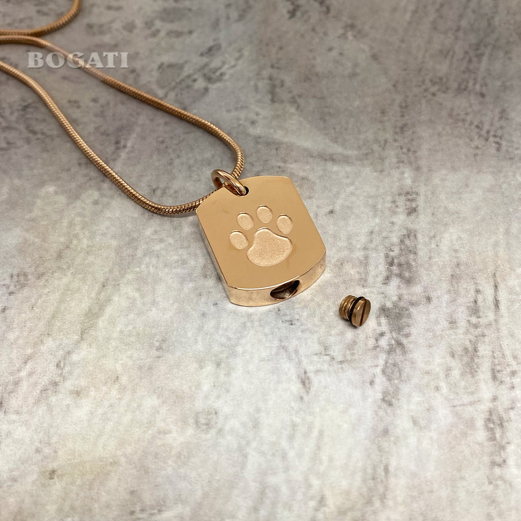 J-8003 Tag with Paw Print - Pendant with Chain