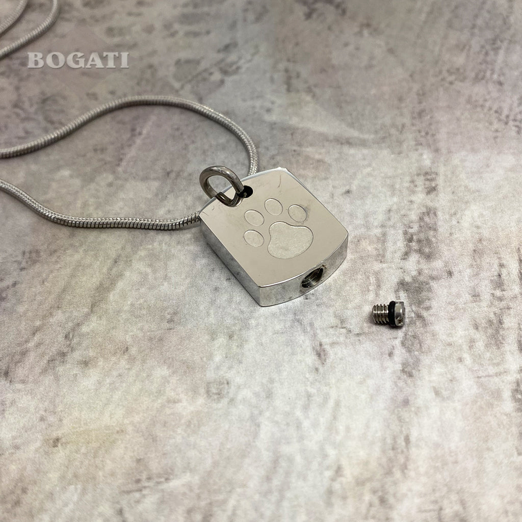 J-8003 Tag with Paw Print - Pendant with Chain