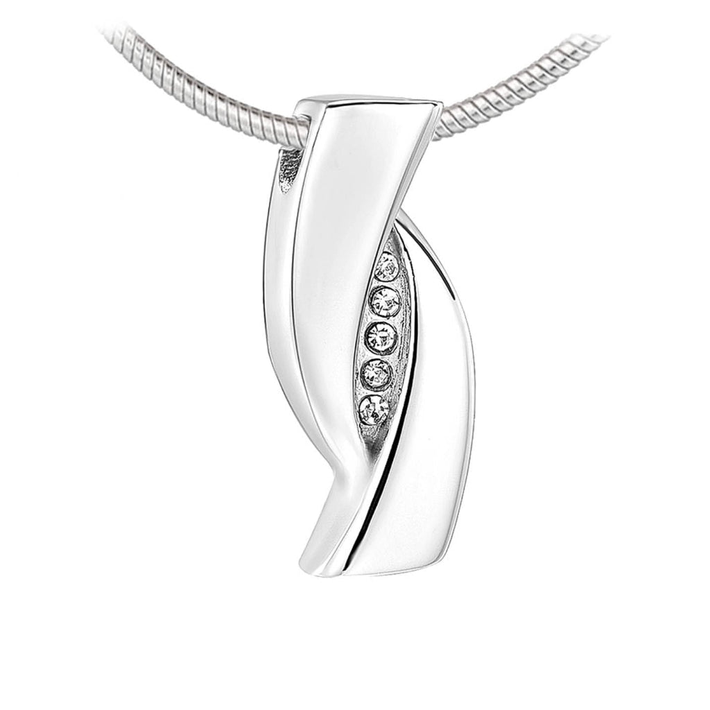 J-996 - Infinity Ribbon with Crystals - Silver-tone - Pendant with Chain
