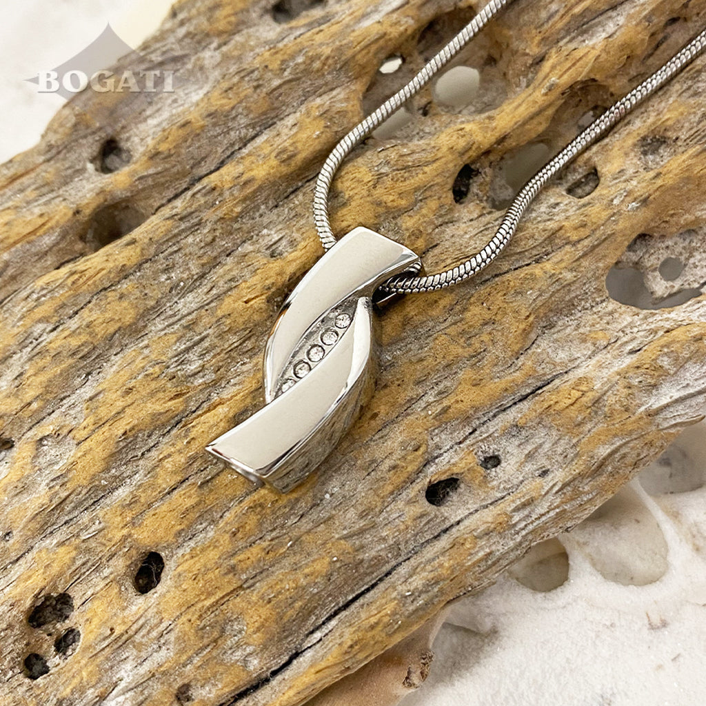 J-996 - Infinity Ribbon with Crystals - Pendant with Chain
