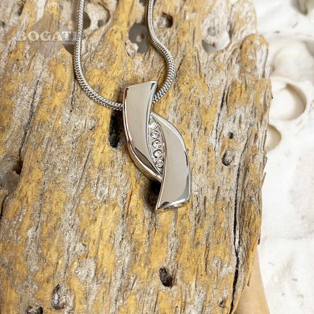 J-996 - Infinity Ribbon with Crystals - Pendant with Chain